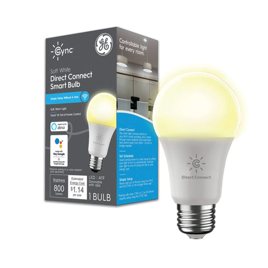 (4 Pack)  Cync A19 Smart LED Light Bulb, Soft White Indoor Décor Lights, 60 Watts, Medium Base, 1Pk