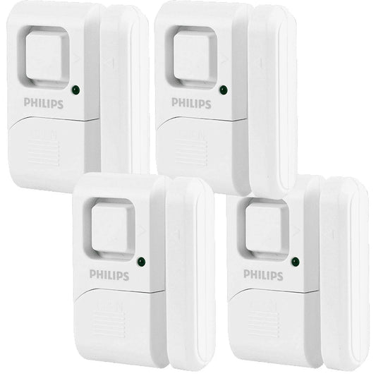Personal Security Window and Door Alarm, 4-Pack, White