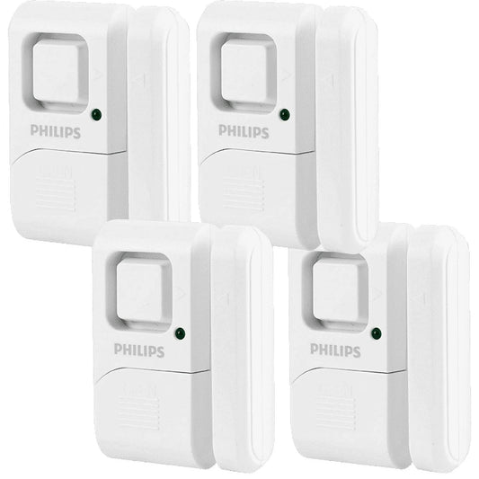 Personal Security Window and Door Alarm, 4-Pack, White