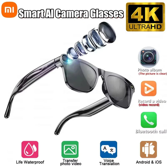XIAOMI 4K HD AI Smart Glasses Chat 260Mah Battery Voice Assistant Control GPT 100MP Camera Bluetooth Call Smart Glasses