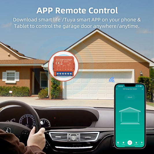 Tuya Wifi Garage Door Opener Smart App Remote Voice Control Gate Door Switch Module Works with Alexa Google Home Alice