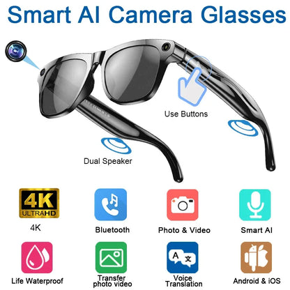XIAOMI 4K HD AI Smart Glasses Chat 260Mah Battery Voice Assistant Control GPT 100MP Camera Bluetooth Call Smart Glasses