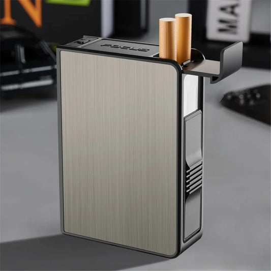 Portable Automatic Cigarette Case Waterproof Metal Cigarette Box 20Pcs Capacity Cigarette Holder Case Not Lighter Gadget for Men