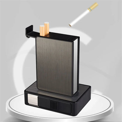 Portable Automatic Cigarette Case Waterproof Metal Cigarette Box 20Pcs Capacity Cigarette Holder Case Not Lighter Gadget for Men