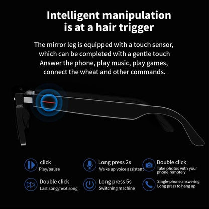 E13 Anti-Blue Light Smart Glasses, Touch Control Multi-Functional Smart Glasses, Portable Stereo Sound Effect Glasses Headset for Men & Women