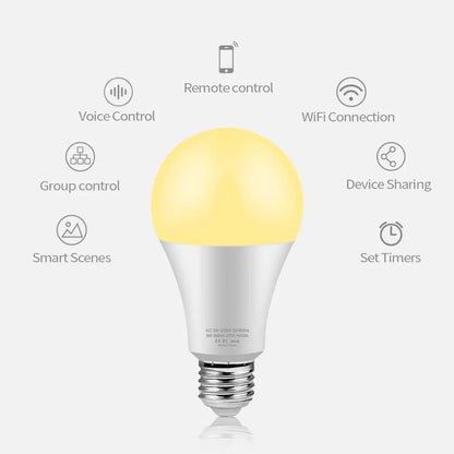 Tuya Smart Life Home Lamp Wifi LED Light Bulb RGB E27 E14 GU10 220V Dimmable Candle Spotlight Compatible Alexa Google Home