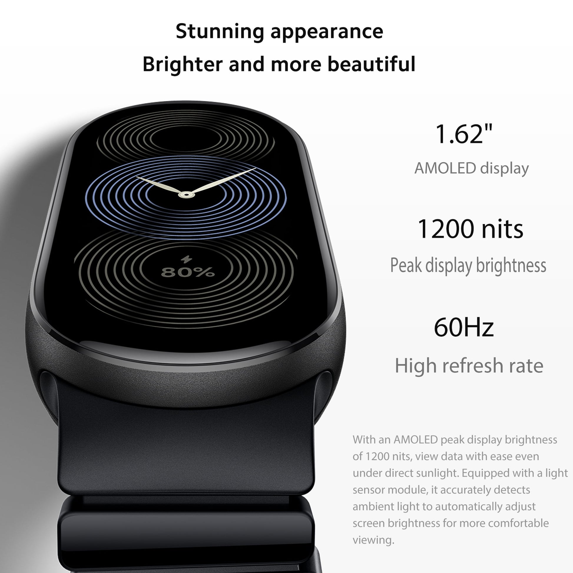 Fitness Tracker, 1.62'' AMOLED Display, 21-Day Battery Life, 150+ Fitness Modes, ATM5, for Android & Iphone, Midnight Balck