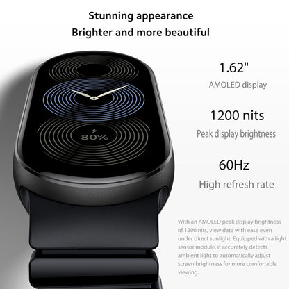 Fitness Tracker, 1.62'' AMOLED Display, 21-Day Battery Life, 150+ Fitness Modes, ATM5, for Android & Iphone, Midnight Balck
