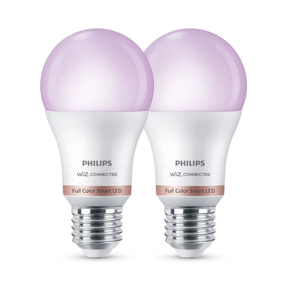 Smart Wi-Fi Connected LED 60-Watt A19 Light Bulb, Frosted Color & Tunable White, Dimmable, E26 Medium Base (2-Pack)
