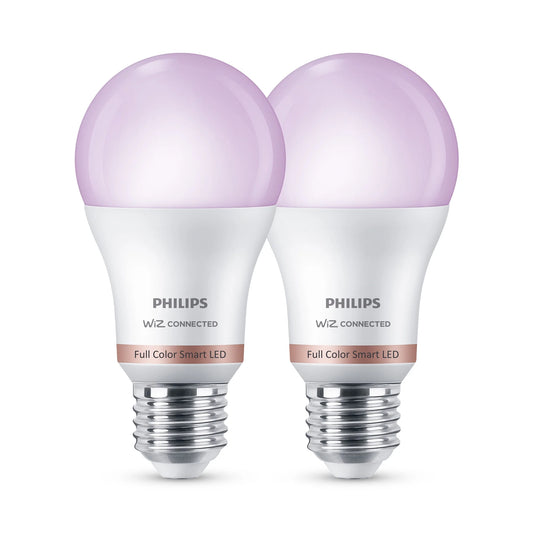 Smart Wi-Fi Connected LED 60-Watt A19 Light Bulb, Frosted Color & Tunable White, Dimmable, E26 Medium Base (2-Pack)